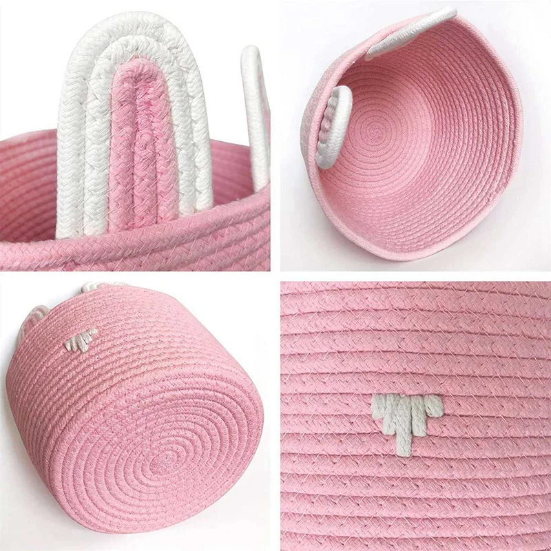 

Natural Cotton Rope Woven Storage Basket Box with 2Pack Foldable Cooler Bag Red