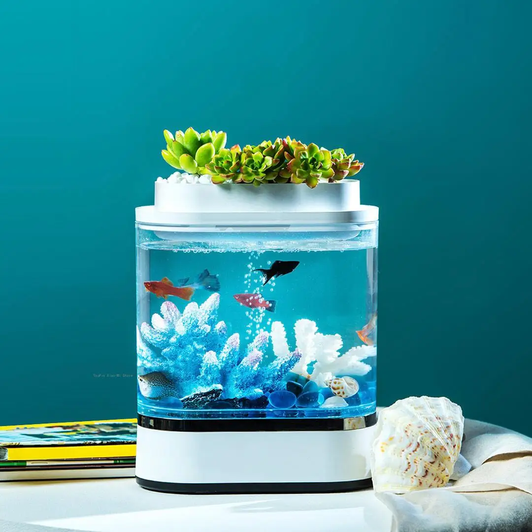 Mijia Geometry Mini Lazy Fish Tank Pro USB зарядка самоочищающийся аквариум с 7 цветами