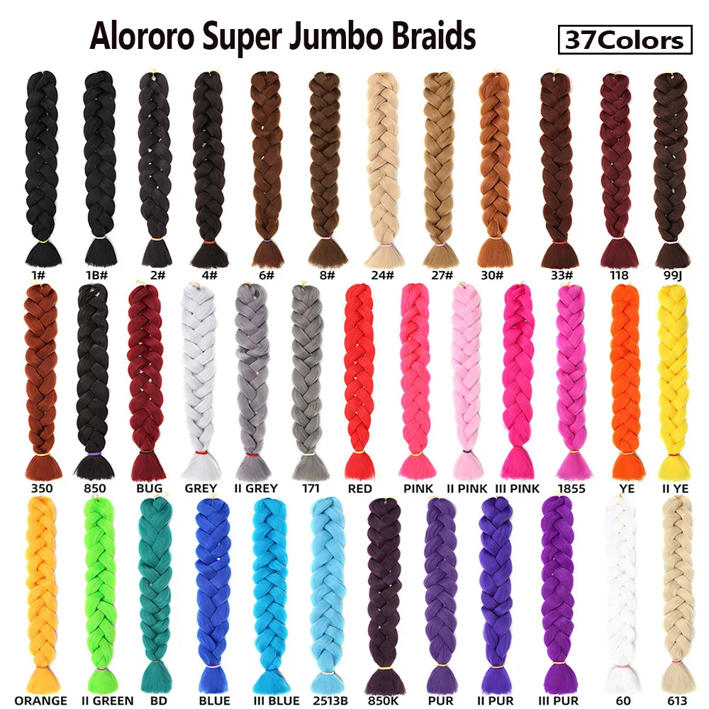 

Alororo 82inch/165g Synthetic Braiding Hair Extension for Braids Afro Black Red Blue Green Pink Jumbo Braid Hair 37 Colors