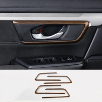 for honda cr v crv 2017 2019 peach wood grain style inner handle cover trim 4pcs car modification auto parts
