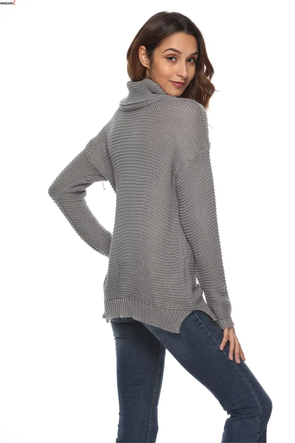 Осенне-зимний свитер с высоким воротником толстый теплый трикотажный пуловер