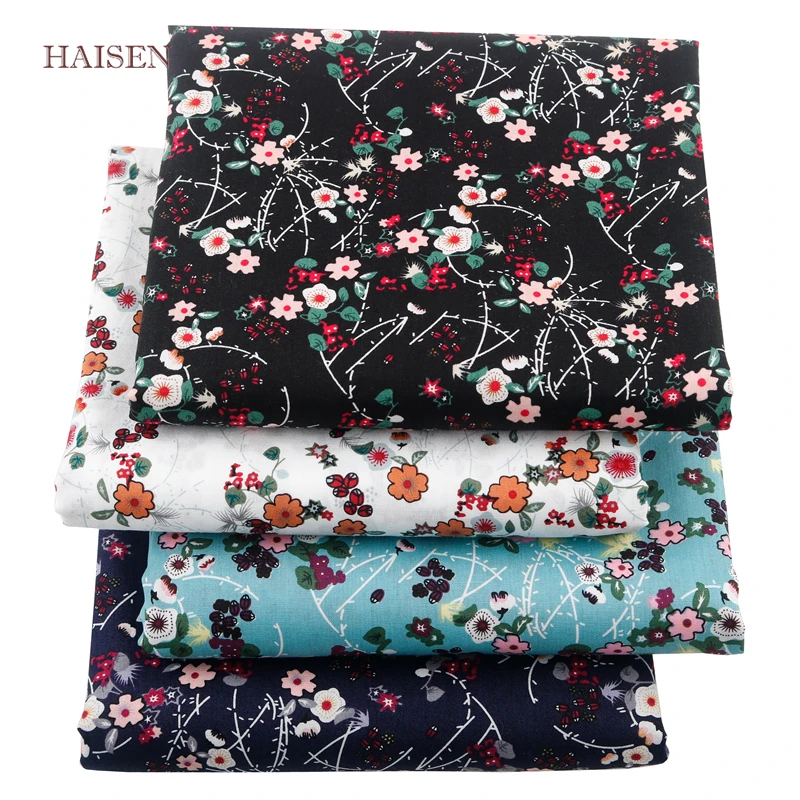 Haisen однотонная Поплиновая хлопчатобумажная ткань с цветочным принтом сделай сам
