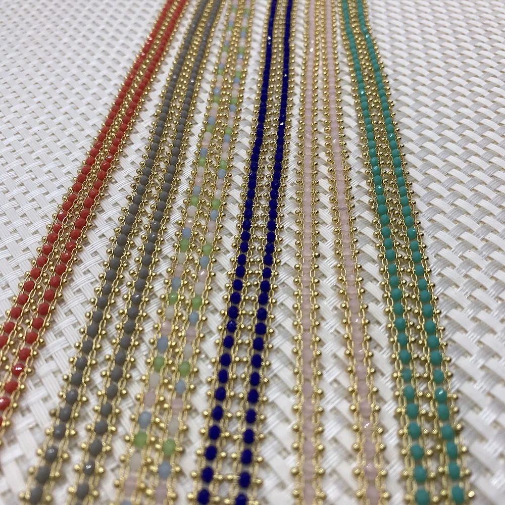 Glass Crystal Handmade Chain Rosary Copper Fashion Necklace Bracelet Jewelry Lady Gift Accessories 1meter | Украшения и