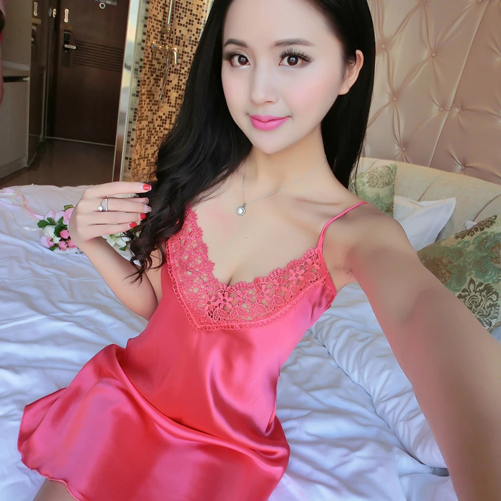 Кружевное Сексуальное Женское ночное платье гладкое белье 2019 без рукавов на