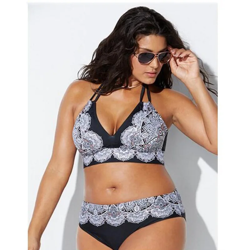 Модные повседневные Тонкий печати для женщин размера плюс комплект из 2