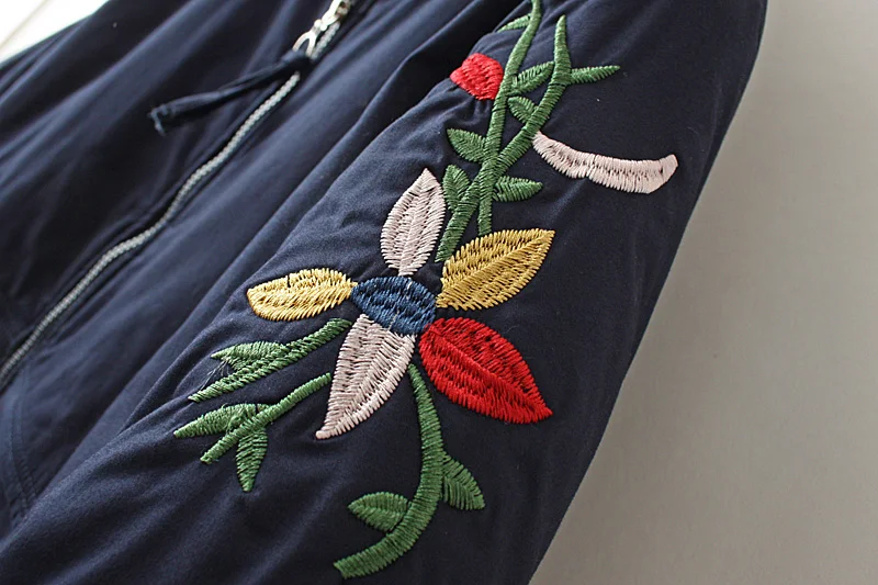 

Plus Size Women's Long Sleeved Thicken Winter Coats Large Size Floral Embroidery Vintage Outerwear