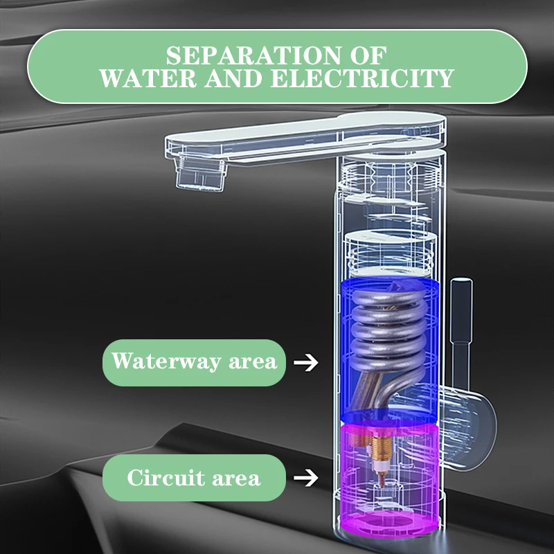 

3300W Electric Hot Water-Heater Faucet LED Ambient Light Temperature Display Instant Heating Tap 3S Quick Heating 360 Rotatable