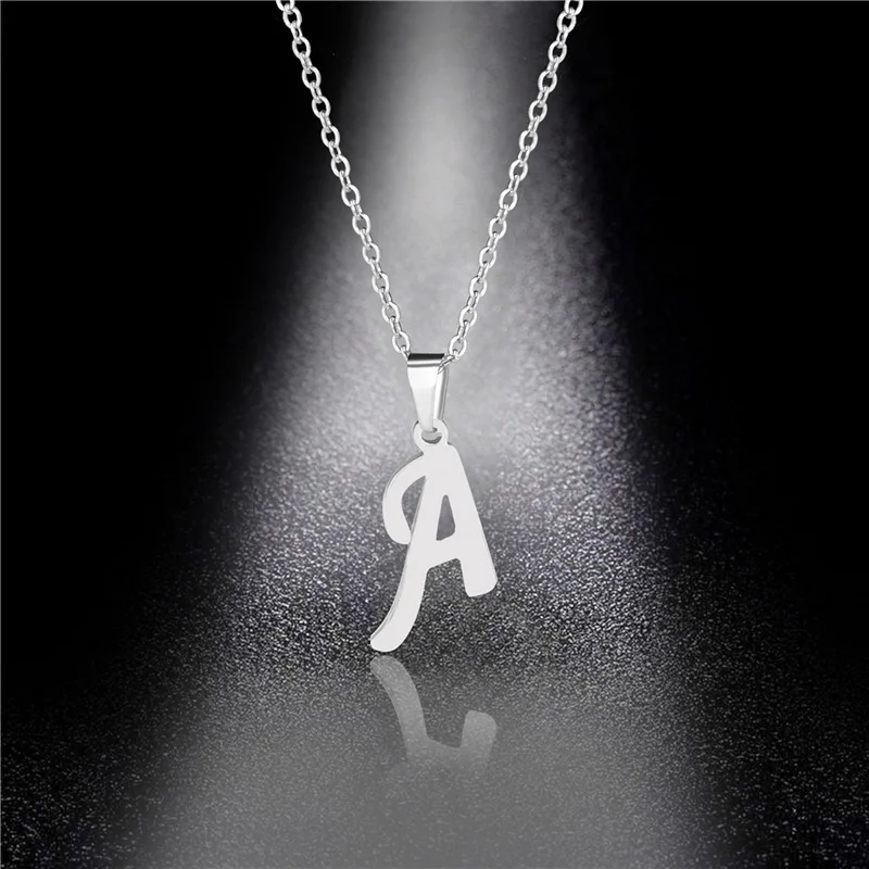 

Initial Letter Neckaces For Women Men Jewelry Collier Femme Stainless Steel 26 Letter Alphabet Name Necklace Best Friend Gift