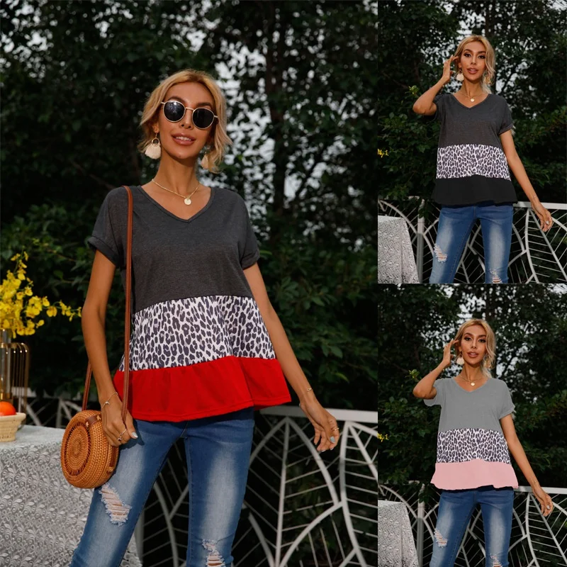 

Женский топ с коротким рукавом, свободная футболка с круглым вырезом и цветочным принтом, весна-лето 2021