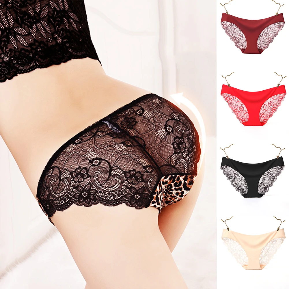 

2021 Transparent Lace Panties For Women/Girl Seamless Low-Waist Female Tanga Briefs Cotton Crotch See Through Underwear