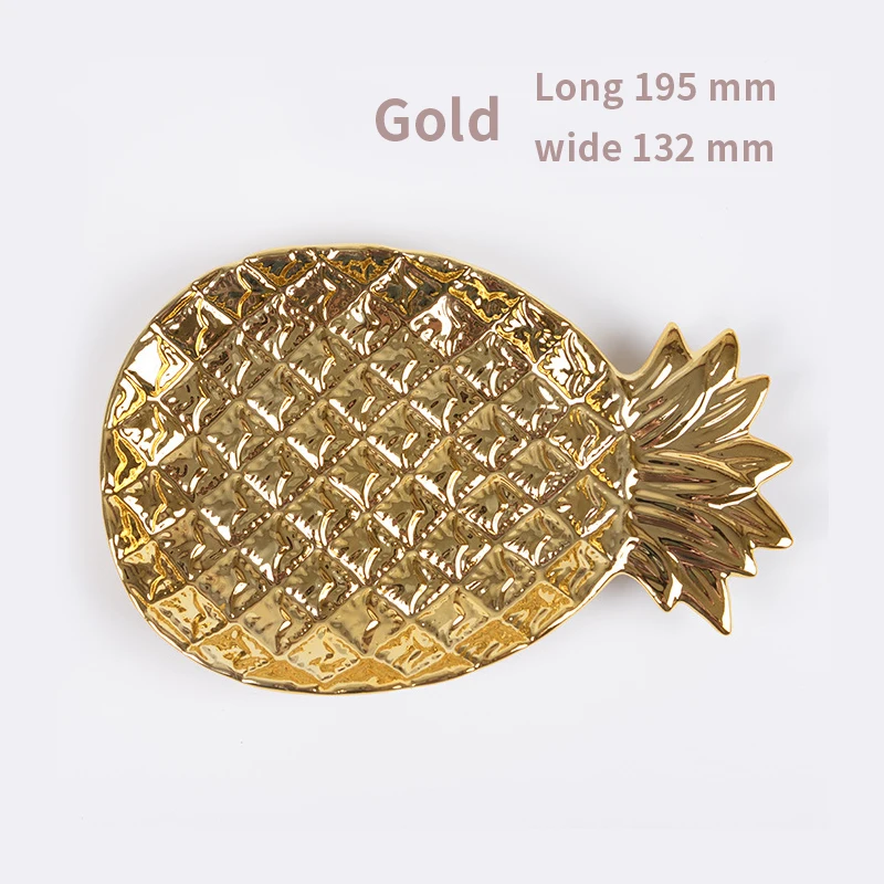 

Nordic Golden Pineapple Candy Trinket Dish Jewelry Storage Plate Crockery Tableware fruit tray dishes ceramic food plates