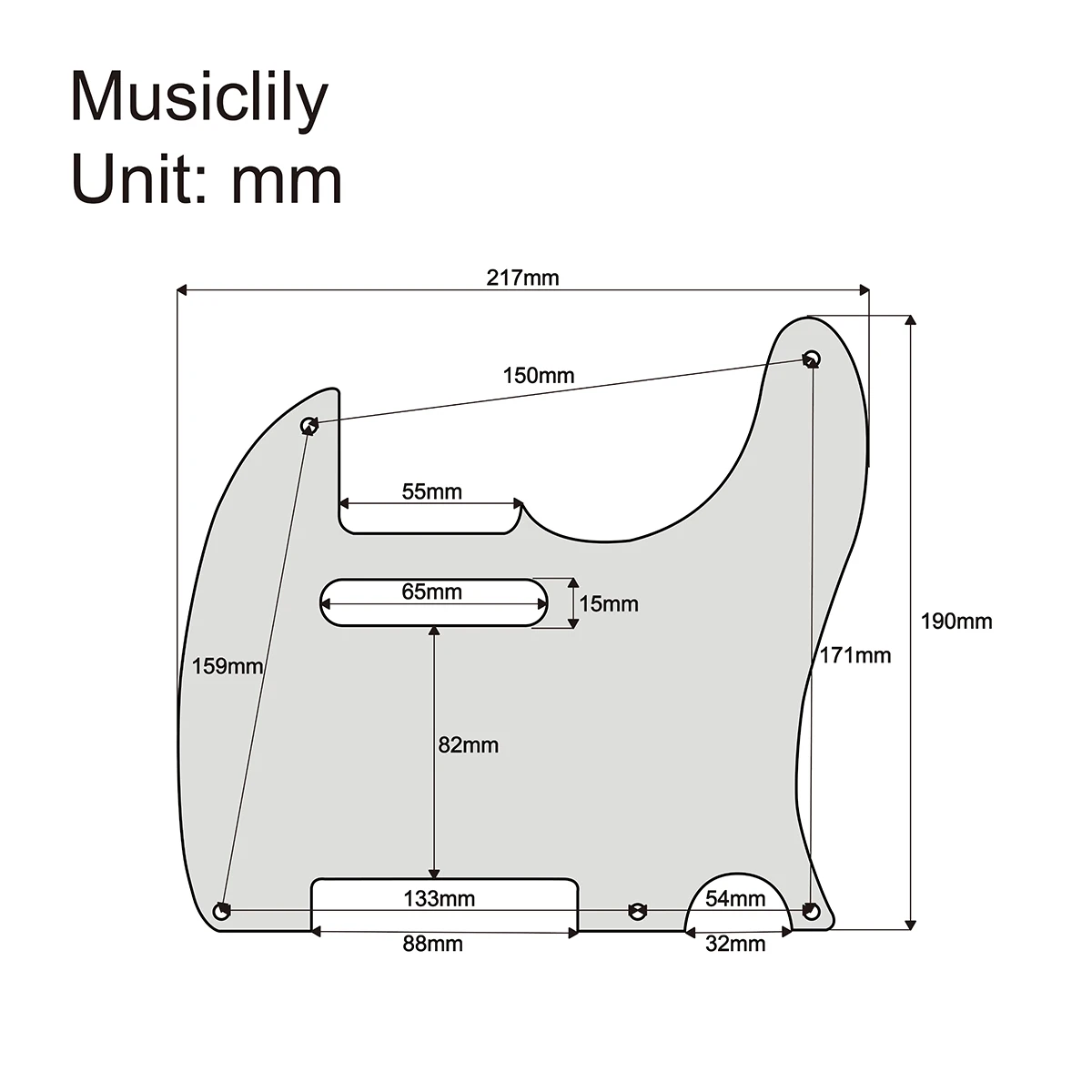 Винтажная Tele Pickguard Musiclily с 5 отверстиями для крыла американская/Мексиканская