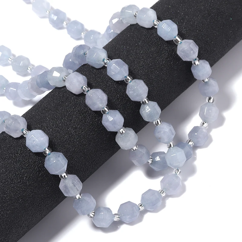 

Natural Stone Beads Aquamarine Faced Spacer Beads 6/8/10mm For Jewelry Making Necklace Bracelet DIY Wholesale Beadtales