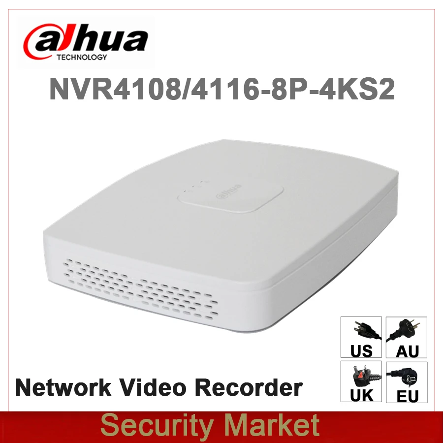 Оригинал dahua английская версия NVR4108 8P 4KS2 NVR4116 8/16 канала Smart 1U 8PoE 4K и H.265 Lite Сетевой