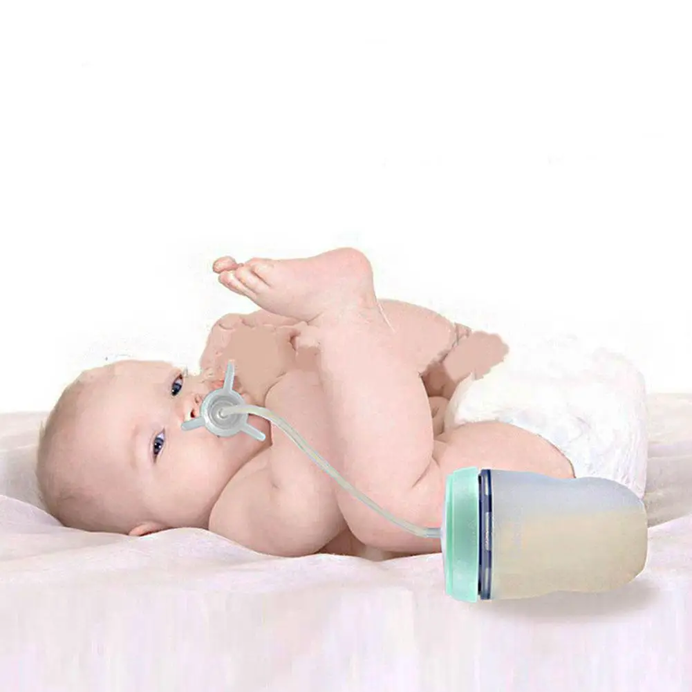 

New And High Quality Safe And Non-toxic Separate Child-mother Baby Bottle With Long Straw Imitation Milk Weaning Bottle