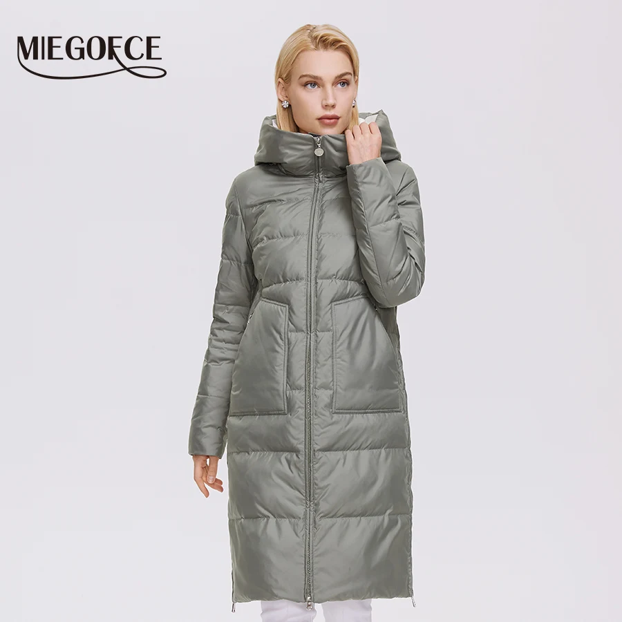 

MIEGOFCE 2021 Winter Women Parka Long Cotton Big Pockets Ladies Coat Side Zipper Quilted Coats Jackets For Women D21698