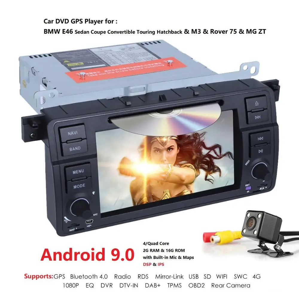 2GRAM 4GWIFI Android 9.0 HD QuadCore 7'ɺuto DVD for BMW E46 318 320 auto dvd gps fit M3 3 serie met WIFI Navi Radio BT DAB 1din |