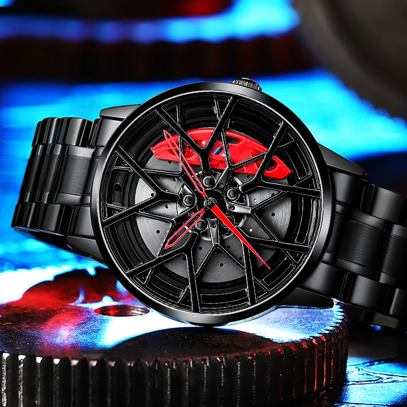 

Mens Luxury Watches Sports Car Watches Waterproof Sport Rim Hub Wheel Wristwatch Car Quartz Men's Watches Bee Em Vee M8