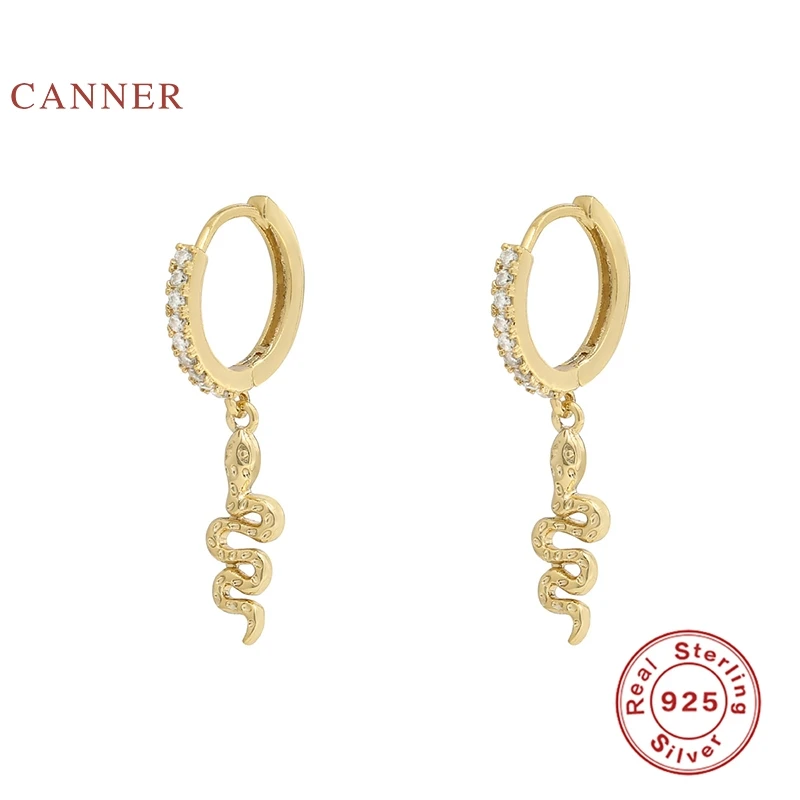

CANNER 925 Sterling Silver Earrings Snake Animal Wild Oorbel Diamant Earrings Jewelry Gold Earring Earrings For Women