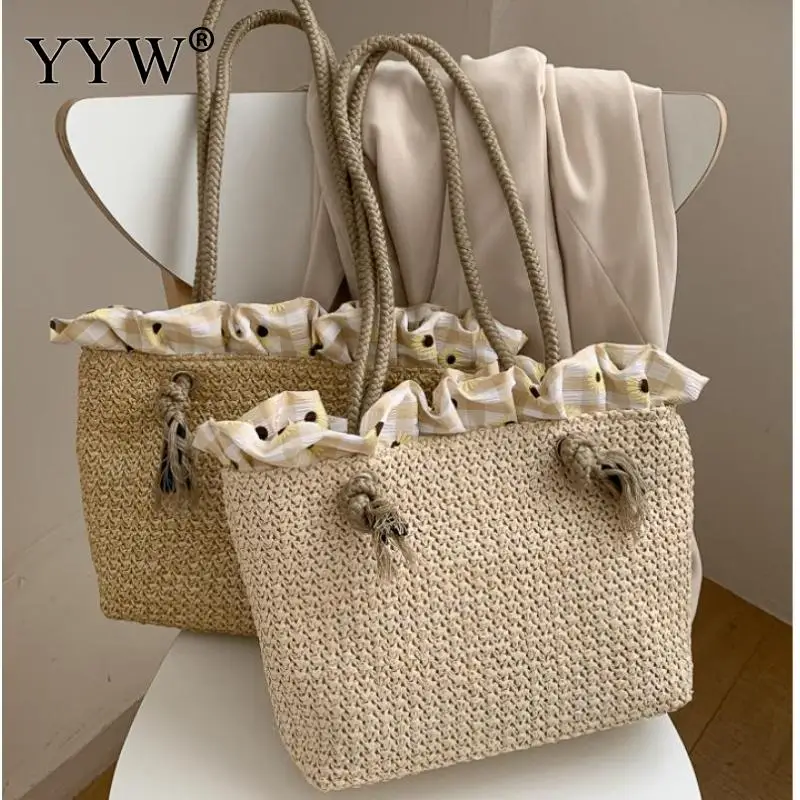 

Women's Bag Shoulder Bags Straw Bag Summer Beach Tote Beach Bags Straw Basket Large Top Handle Handbags Totes Woven Shoulder Bag