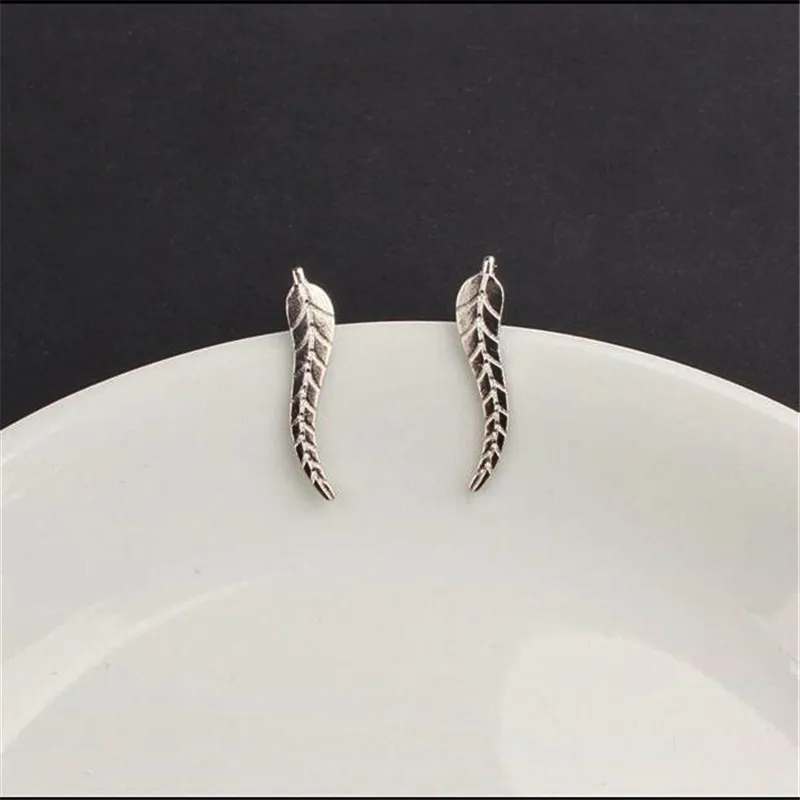 Metal Leaf Earrings Ear Clip New Fashion Gold Silver Feather Simple for Women Girl Statement Charm Jewelry Wholesale | Украшения и