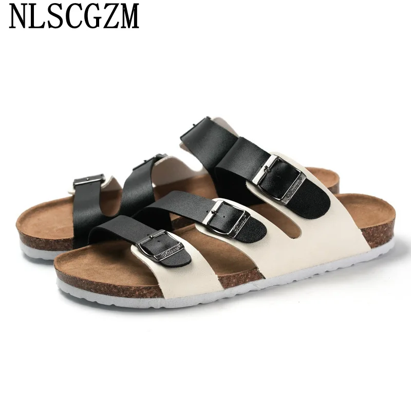 Кожаные шлепанцы для мужчин 2024 сланцы мужская обувь тапочки Мужская Летняя