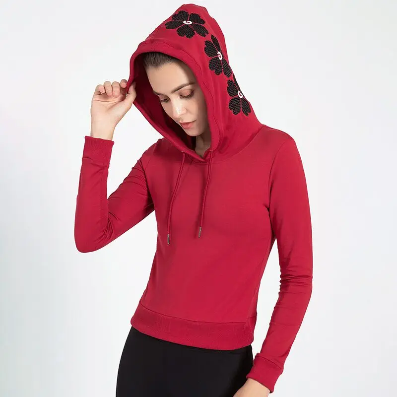 Осенняя Спортивная рубашка с капюшоном Женская толстовка длинным рукавом для
