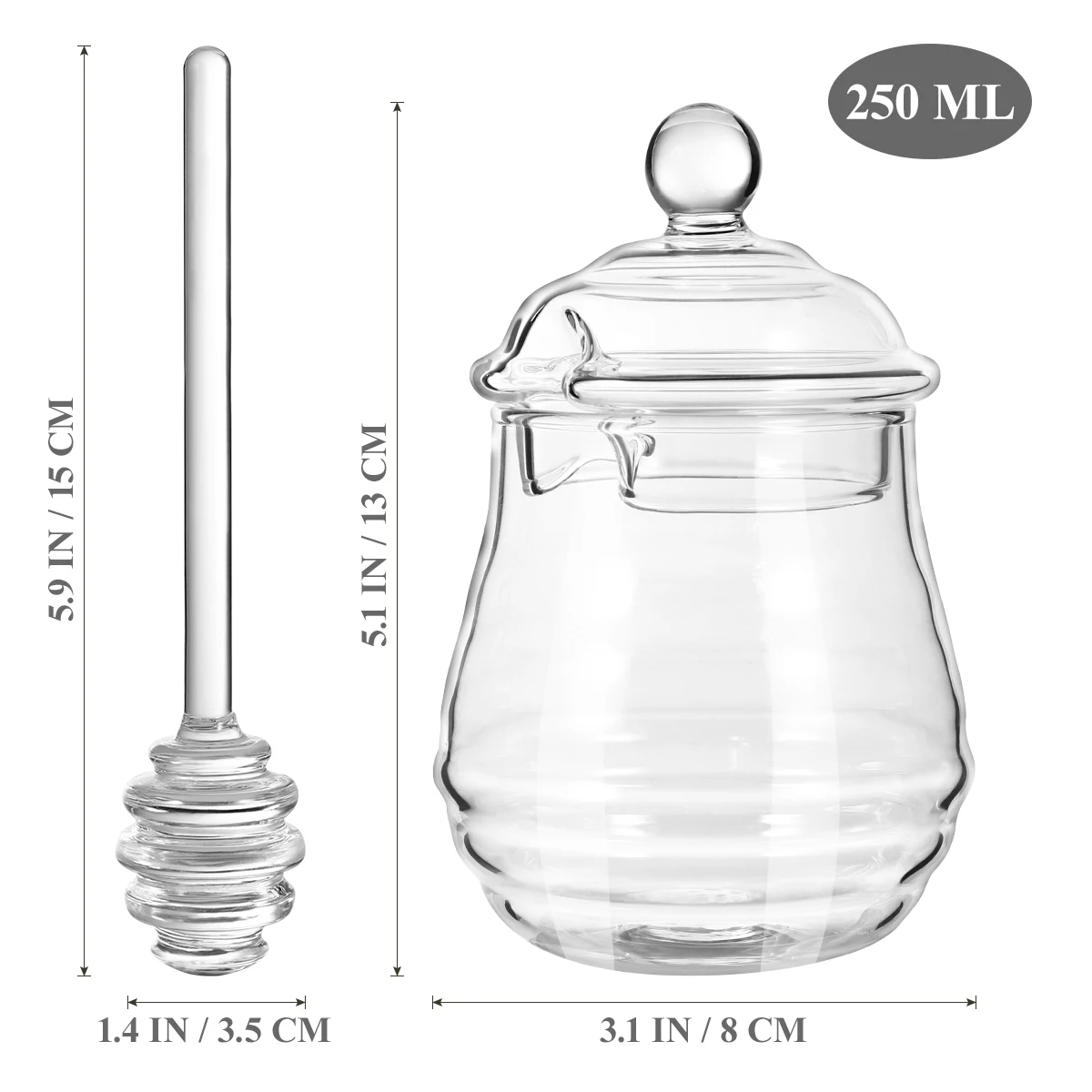 Стеклянный Горшок для меда 250 мл с крышкой|Бутылки банки и коробки| |