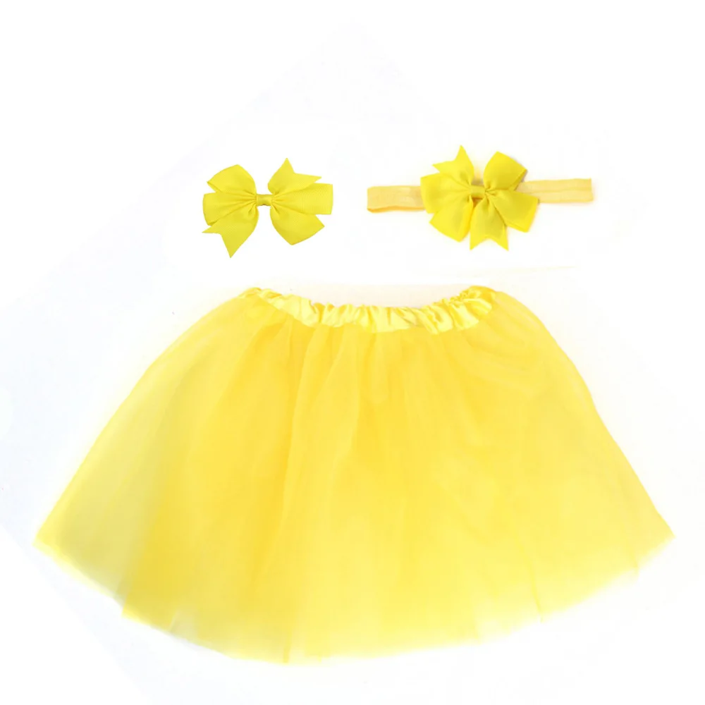 YELLOW Фатиновая юбка-пачка для маленьких девочек и реквизит для фотосъемки новорожденных, ободок на голову, заколка, наборы для новорожденных, подарок 13 цветов - Цвет: YELLOW
