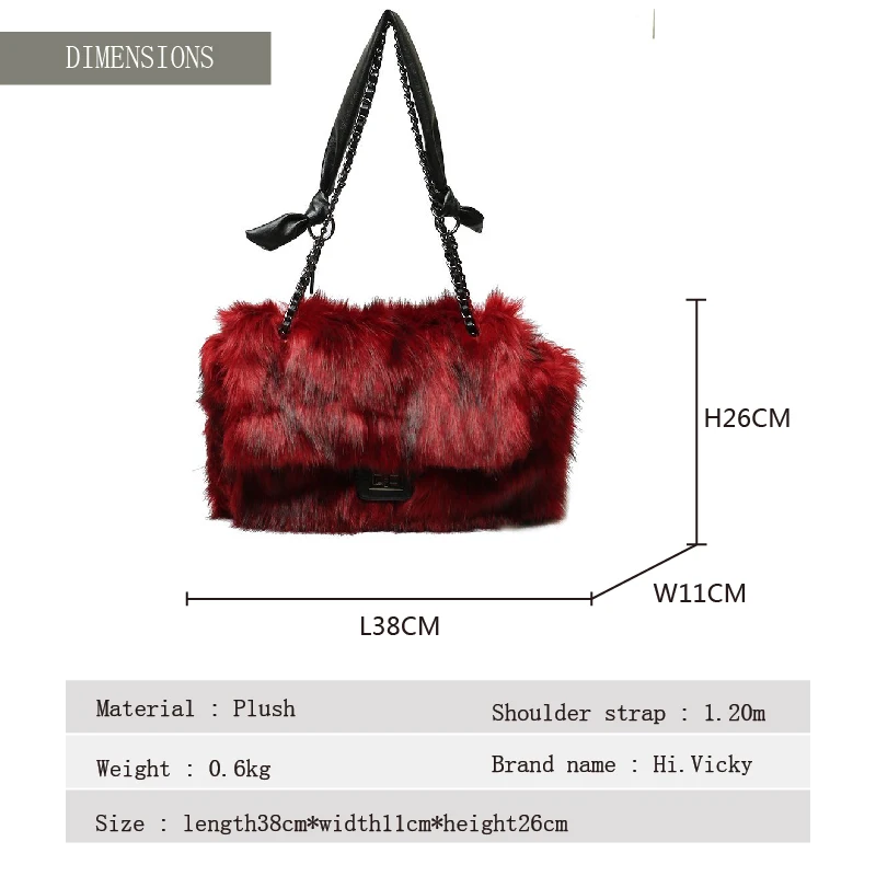 

Famous Designer Brand 2021 New Year Gifts For Girls And Ladies Handbags Red Fur Bag Classic Fashion Christmas Gift Shoulder Bag