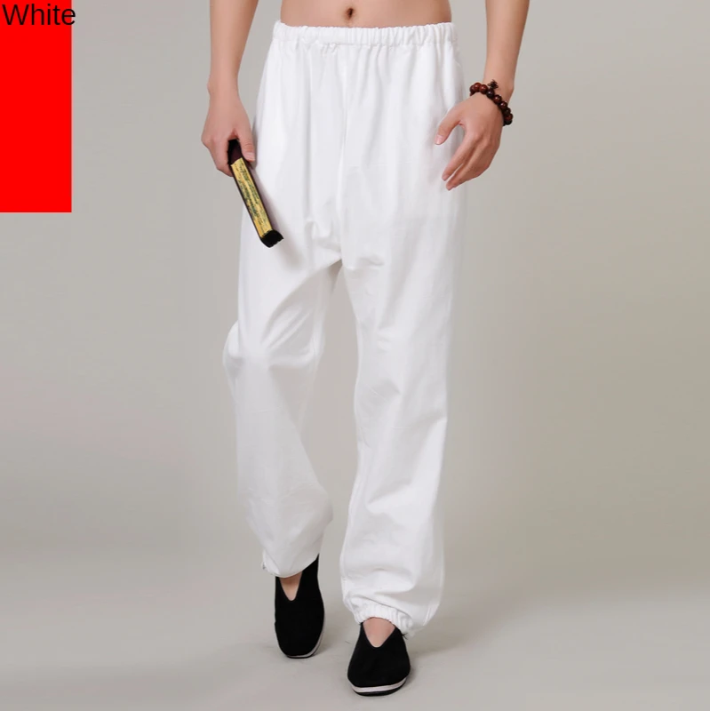 100% Cotton Kung Fu Tai Chi Pants Martial Arts Wushu Wing Chun Trousers Practicing Men's Loose | Спорт и развлечения