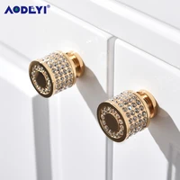 brass 24k real gold czech crystal sliver drawer cabinet knobs wardrobe door handle furniture knobs pull handles 1 pair