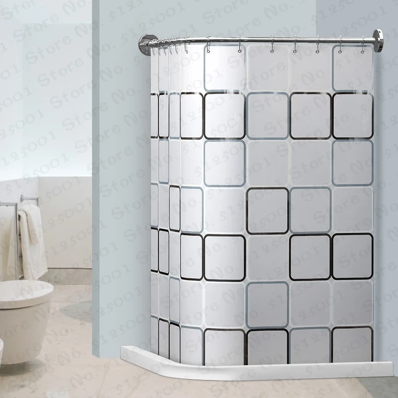 

Extendable Curved Shower Curtain Rod U Shaped 201 Stainless Steel Shower Curtain Poles Punch-Free Bathroom Curtain Rail 6 Size