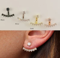 free shipping 100 925 sterling silver simulated stones ear jacket ear cuff earring for women european jewelry