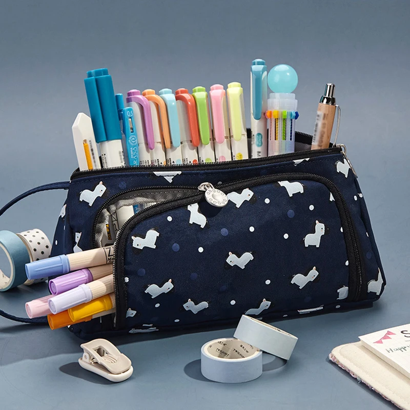 

Large Capacity Pencil Case Cute Cartoon Animals Storage Pouch Stationery Bag For Boys Girls DU55