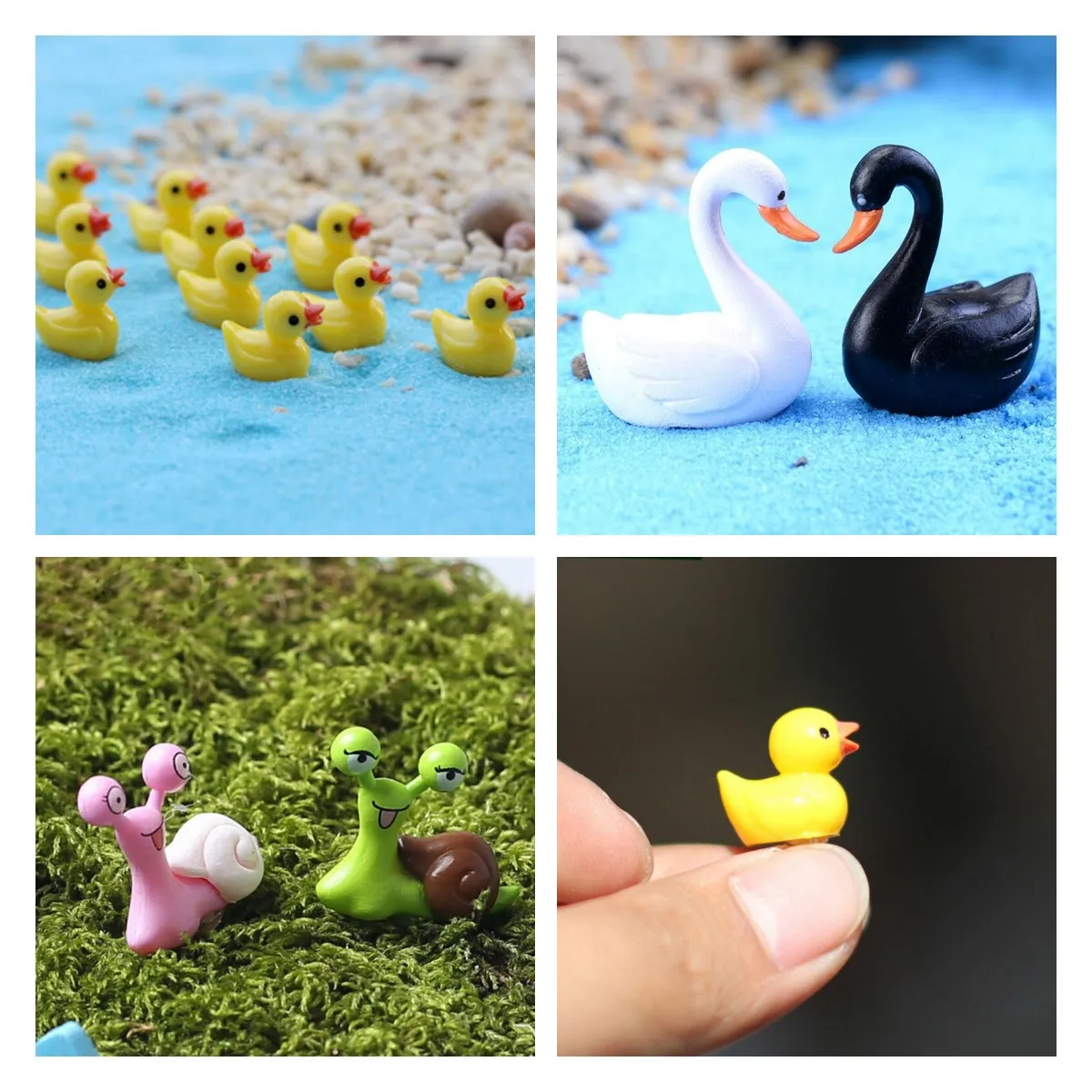 10/2 шт. мини маленькая желтая утка/с рисунком лебедя Улитки для сада фей домашние