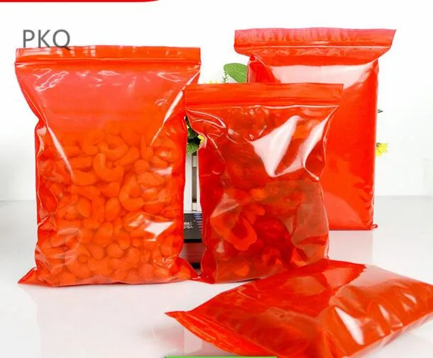 100 шт красный пластиковый мешок для хранения relosable прозрачные сумки ziplock