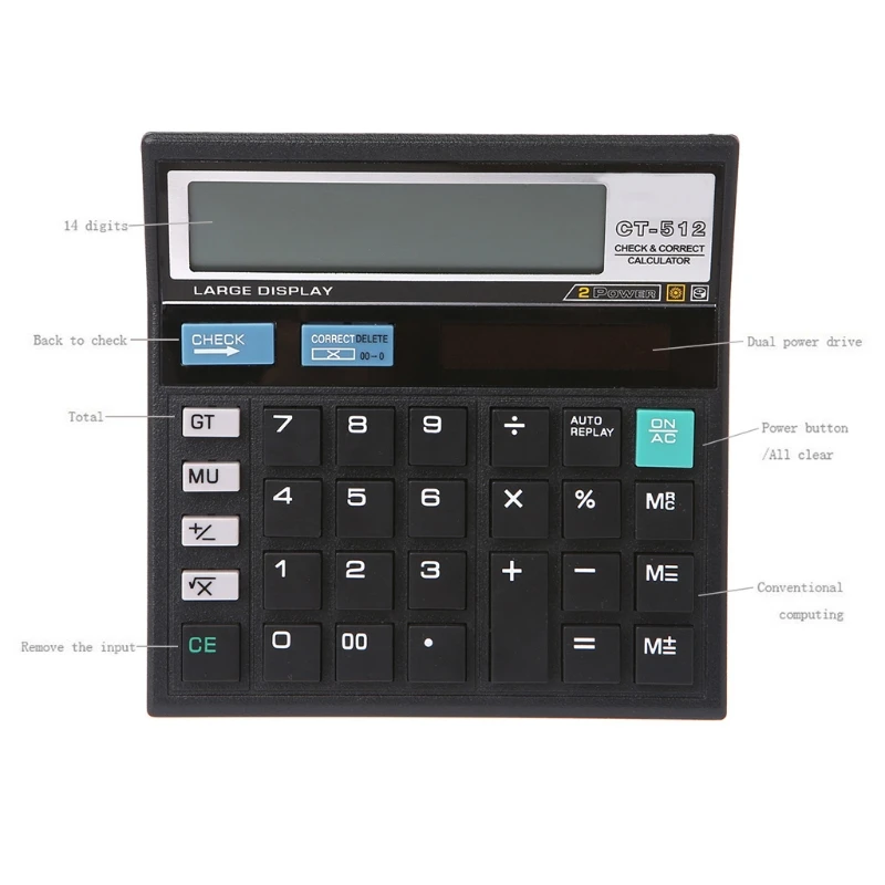 12-Digit Solar Battery Dual Power Large Display Office Desktop Calculator CT-512 | Компьютеры и офис