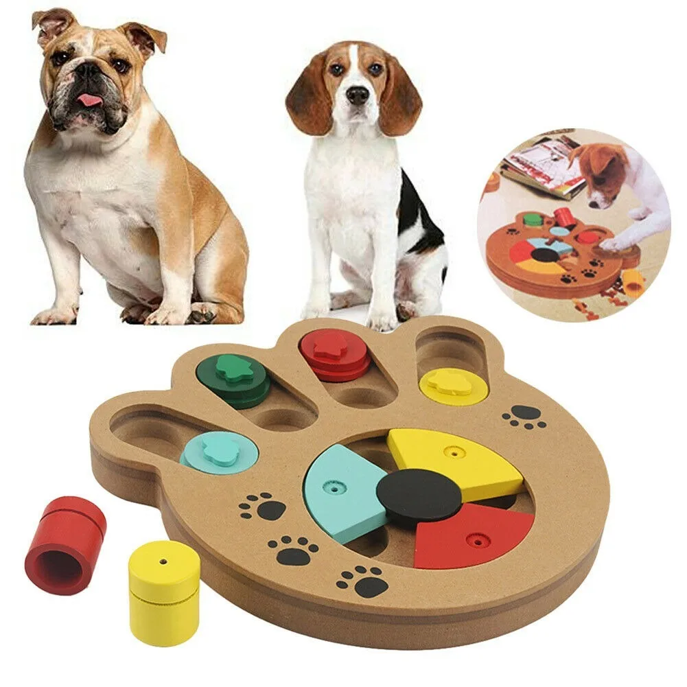 Wooden Dog Puzzle Toys Bone Paw Shape Fun Feeding Multi-functional Interactive Dogs For Pet Feeder IQ Training Educational | Дом и сад