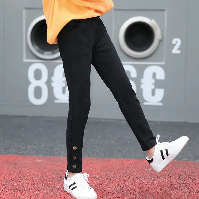 Джинсовые брюки для девочек весенние облегающие джинсы леггинсы из хлопка