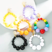 origin summer hyperbole handmade multicolor beads dangle earring for women circle hollow out metal earring jewelry pendientes