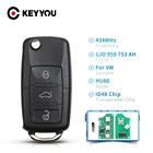 Складной автомобильный ключ KEYYOU с 3 кнопками для 1J0959753AH для VWVolksWagen Passat Bora Polo Golf Beetle ID48 чип HAA Blade