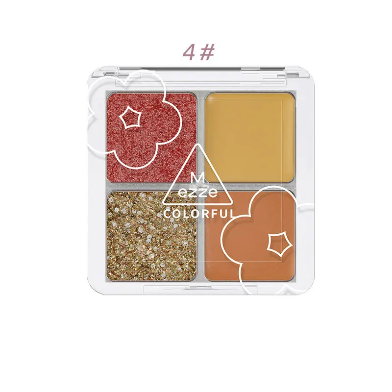 4 Colors Sequins Eyeshadow Earth Color Peach Blossom Mini Portable Pearlescent Waterproof Palette TSLM1 |