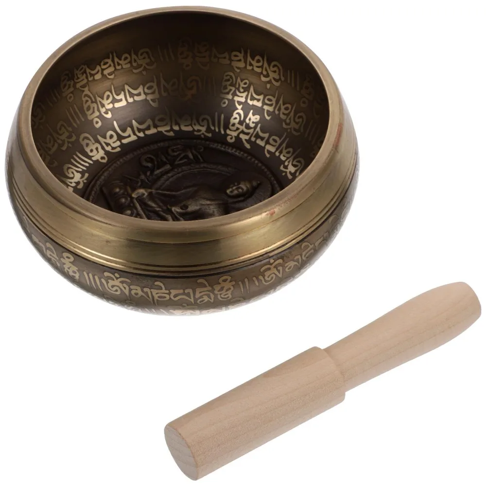

1 Set of Singing Bowl Meditation Sound Bowl Decorative Copper Bowl with Wood Rod