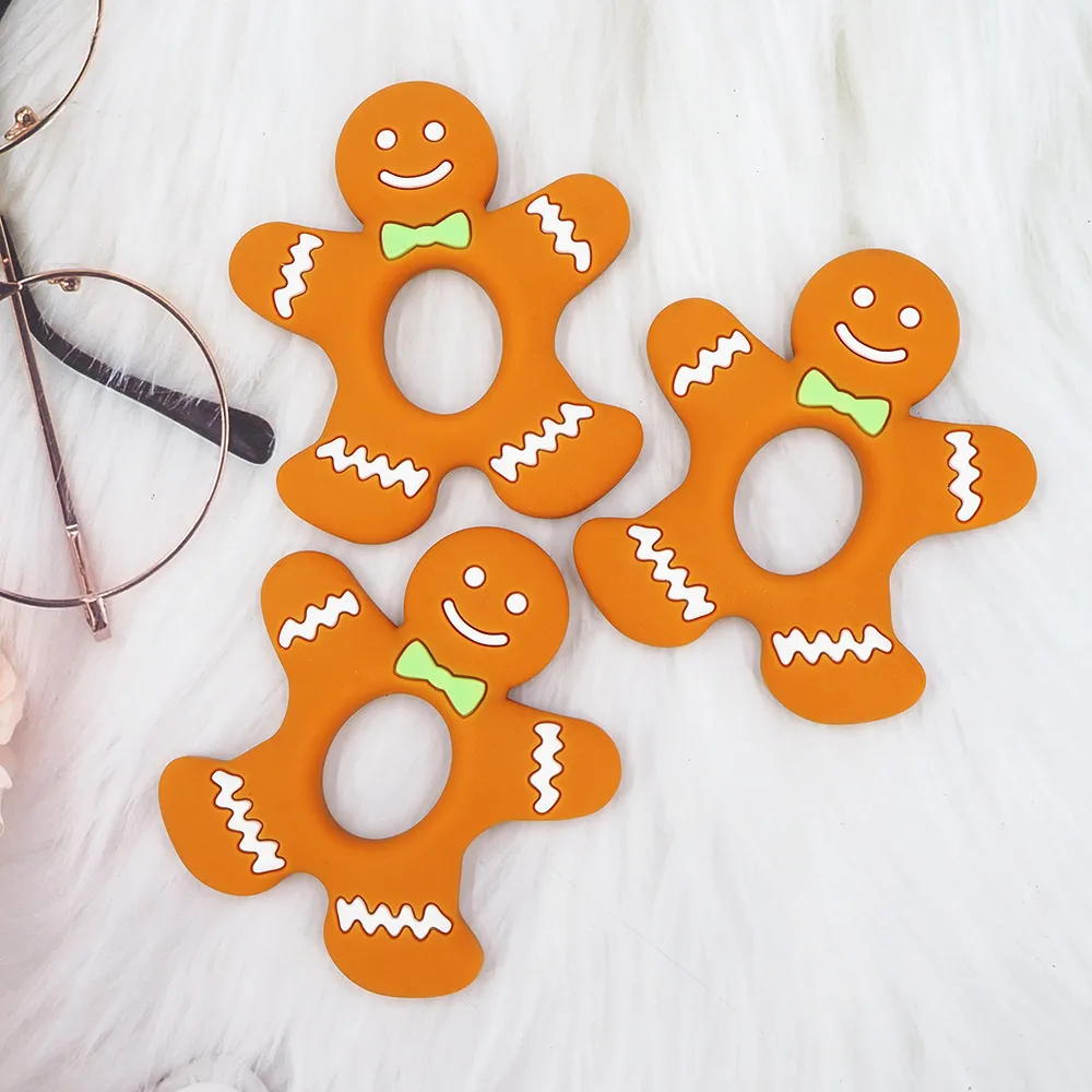 

Chenkai 5PCS BPA Free Ginger Cookies Silicone Pacifier Teether DIY baby Nursing Dummy Sensory Pendant Toy Accessories Gift