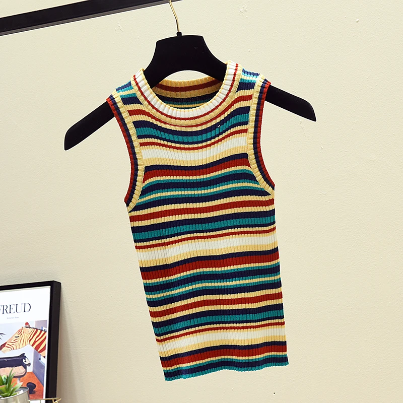 HELIAR вязаный полосатый кардиган желтая майка топы корейский стиль уличный