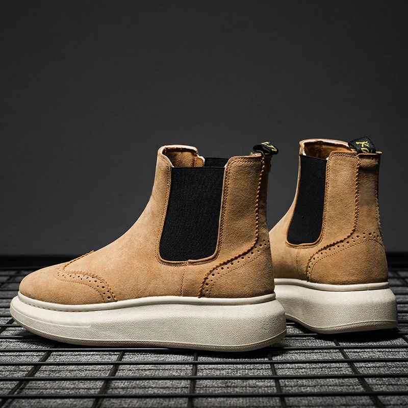 

YOUSHU Leather Sneakers Men Sneakers Men's Leather High Top Men Casual Shoes For Mens Hightop Footwear Safety 2021 Loafers