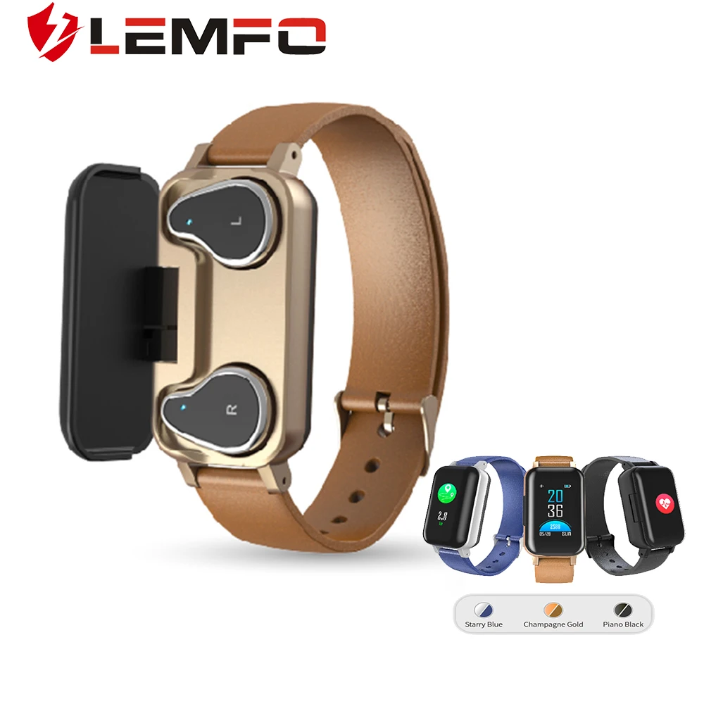 LEMFO умные часы с Bluetooth наушниками для мужчин и женщин IP 67 водонепроницаемые часы с монитором сердечного ритма и артериального давления для Android IOS