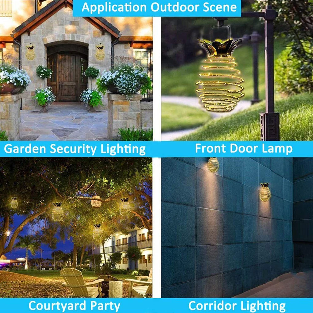 Садовый светильник на солнечной батарее в форме ананаса уличный подвесной