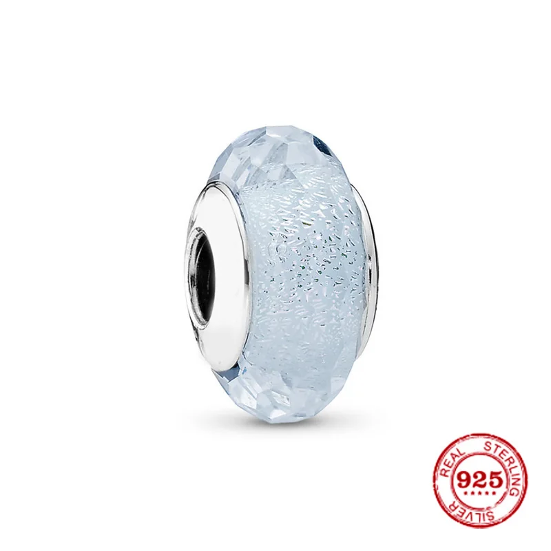 Модная подвеска Стерлинговое Серебро оригинал 1:1 стекло с розовым цветком в виде